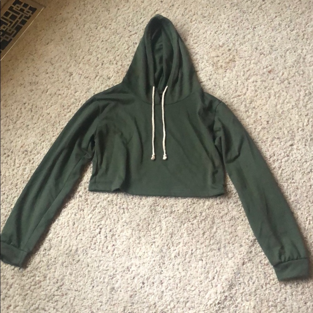 Olive green cropped hoodie